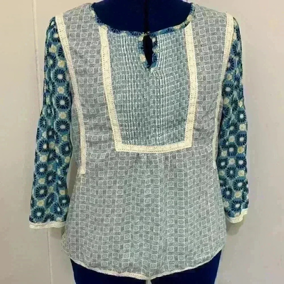 Matilda Jane Women's M Medium Blue Smocked Peasant Blouse Top Cottagecore - Picture 1 of 8